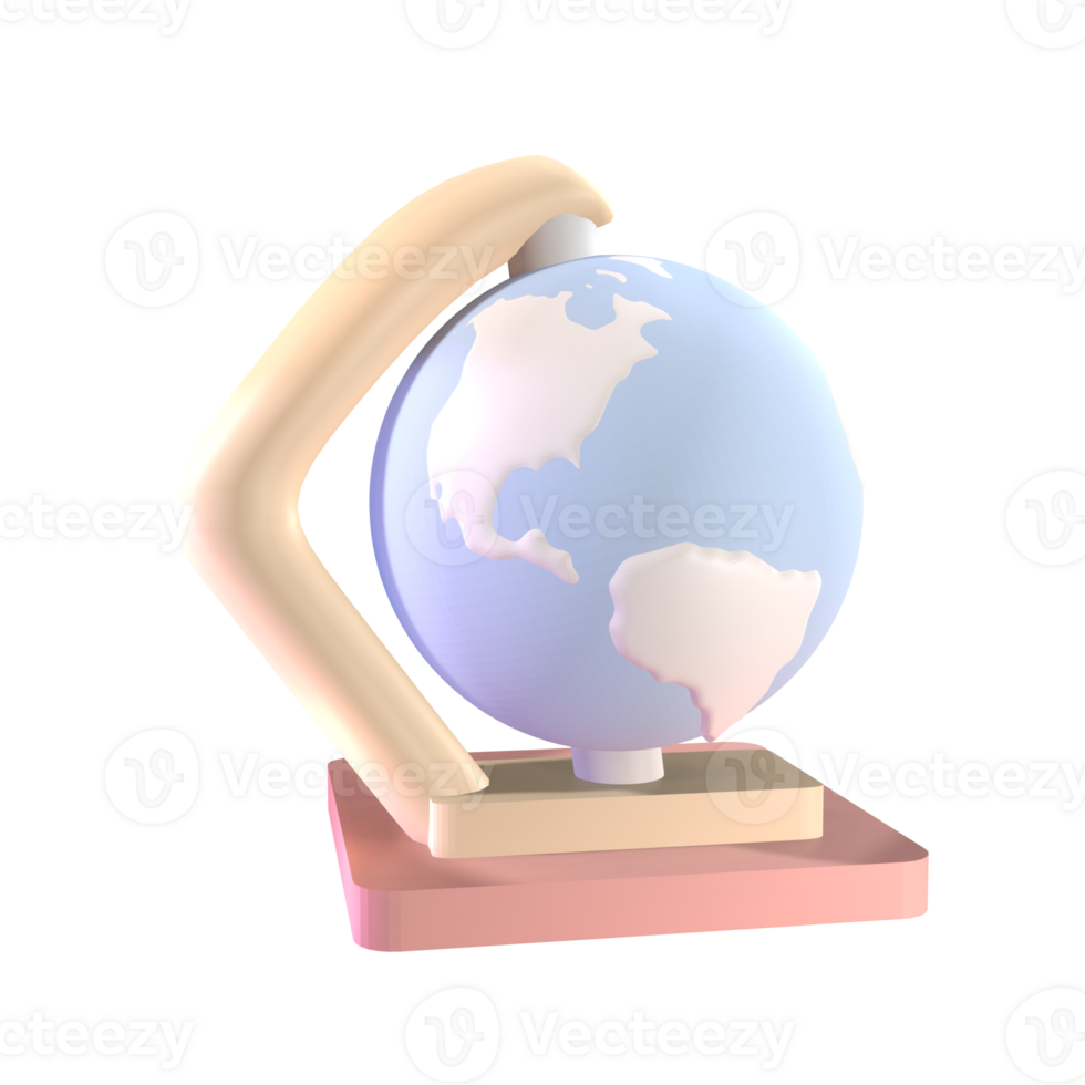 3D icon back to school globe rendered isolated on the transparent background. simple and elegant object for your design. png
