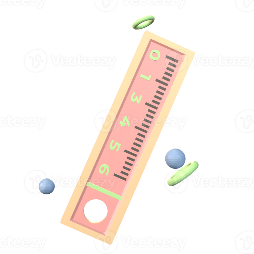 3D icon back to school ruler rendered isolated on the transparent background. simple and elegant object for your design. png