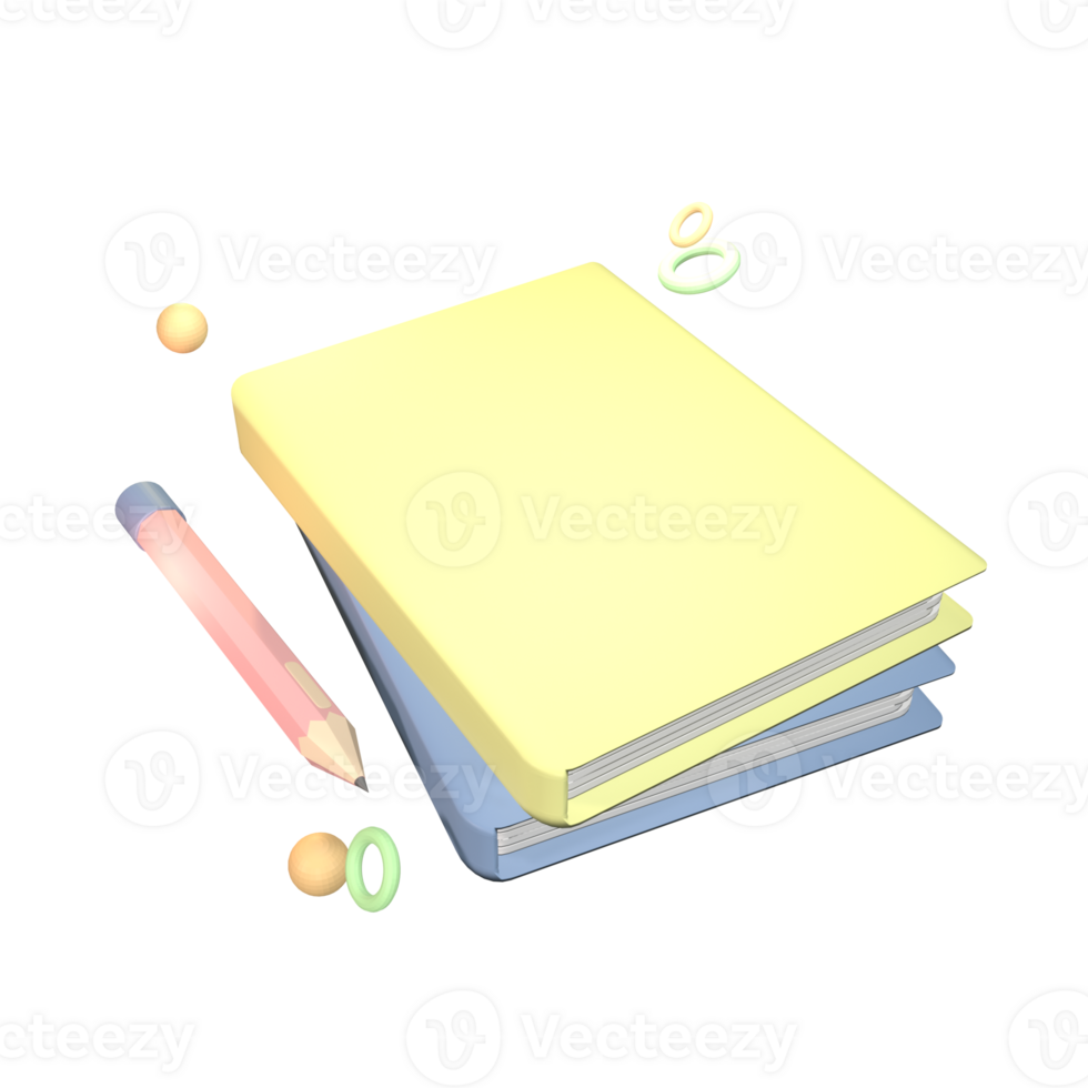 3D icon back to school textbook rendered isolated on the transparent background. simple and elegant object for your design. png