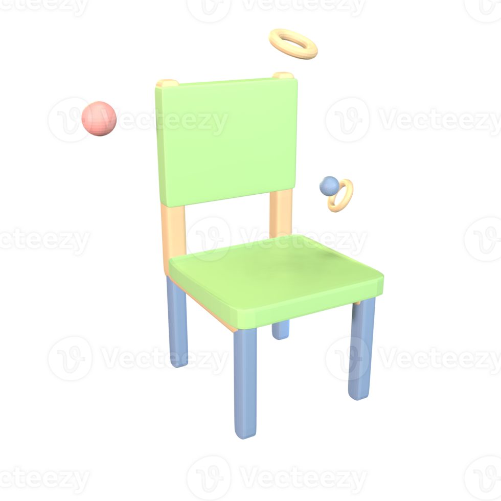 3D icon back to school chair rendered isolated on the transparent background. simple and elegant object for your design. png