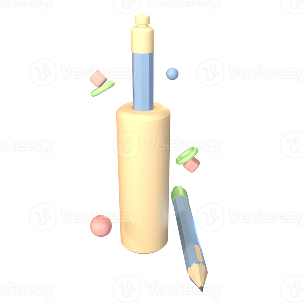 3D icon back to school pencil rendered isolated on the transparent background. simple and elegant object for your design. png