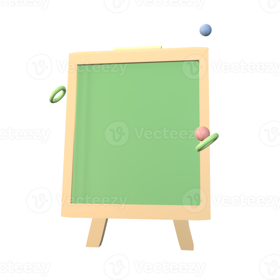 3D icon back to school chalkboard rendered isolated on the transparent background. simple and elegant object for your design. png