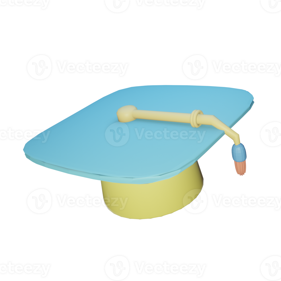 3d ícone costas para escola graduação boné rendido isolado em a transparente fundo. simples e elegante objeto para seu Projeto. png