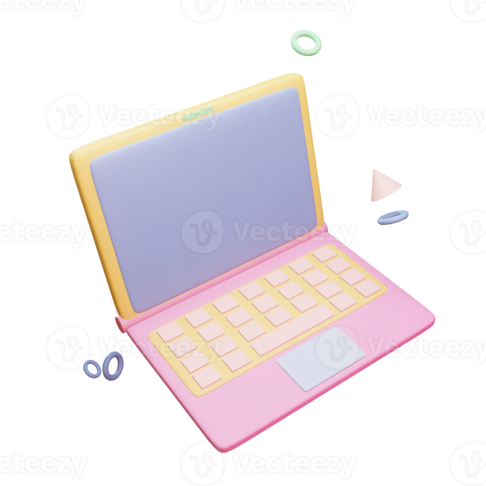 3D icon back to school laptop rendered isolated on the transparent background. simple and elegant object for your design. png