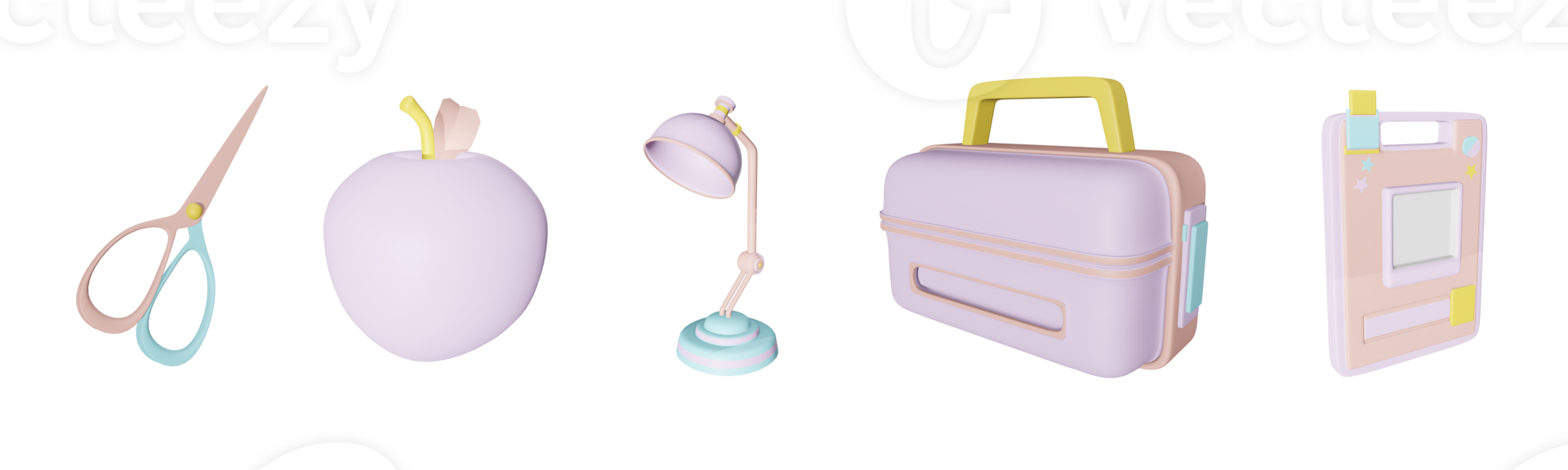 3D icon back to school collection rendered isolated on the 