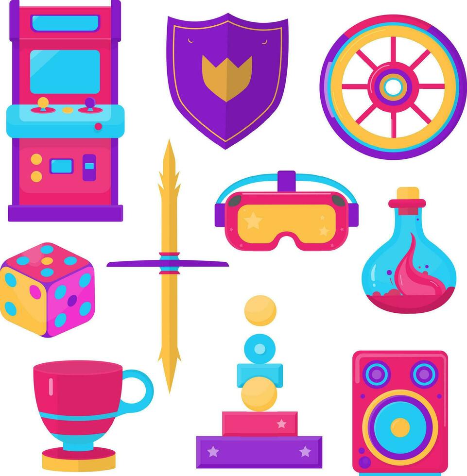 10 video games icon illustrations set isolated on the white background vector