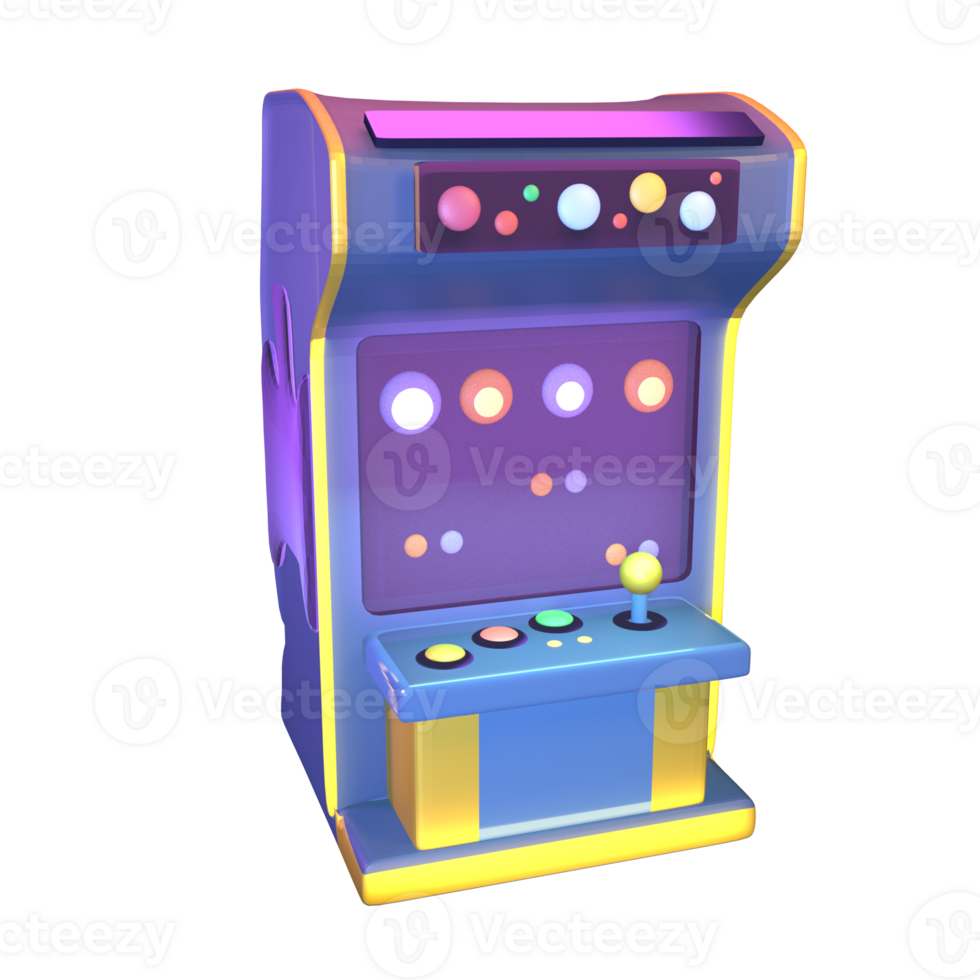 3D icon video games rendered isolated on the transparent background. arcade machine object for your design. png