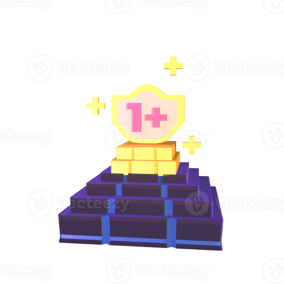 3D icon video games rendered isolated on the transparent background. level up object for your design. png
