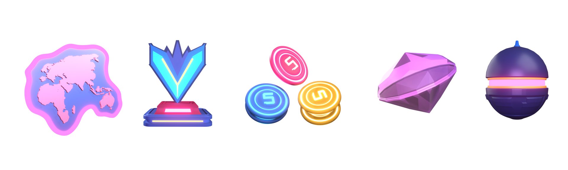 3D icon video games collection rendered isolated on the transparent