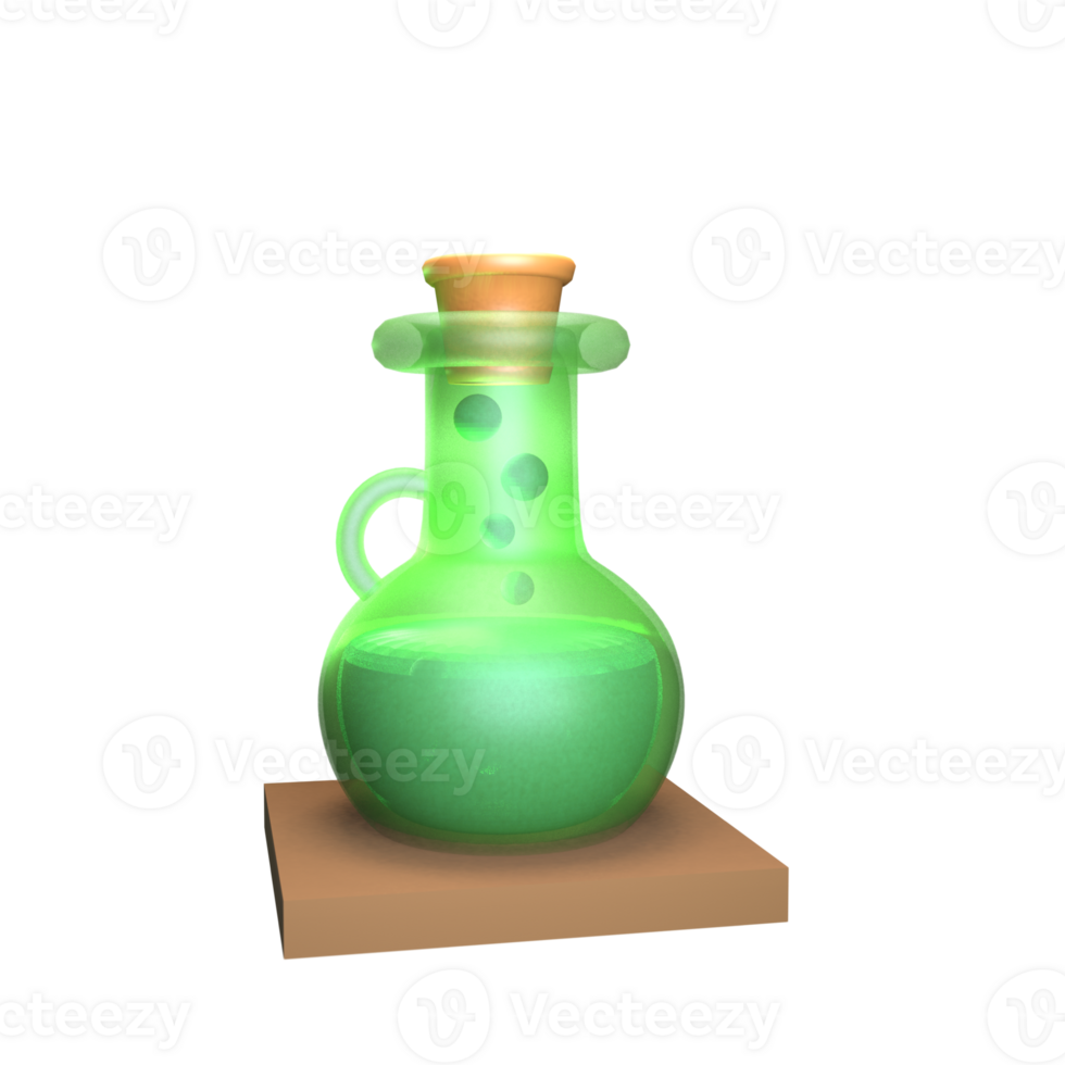 3D icon video games rendered isolated on the transparent background. toxic potion object for your design. png