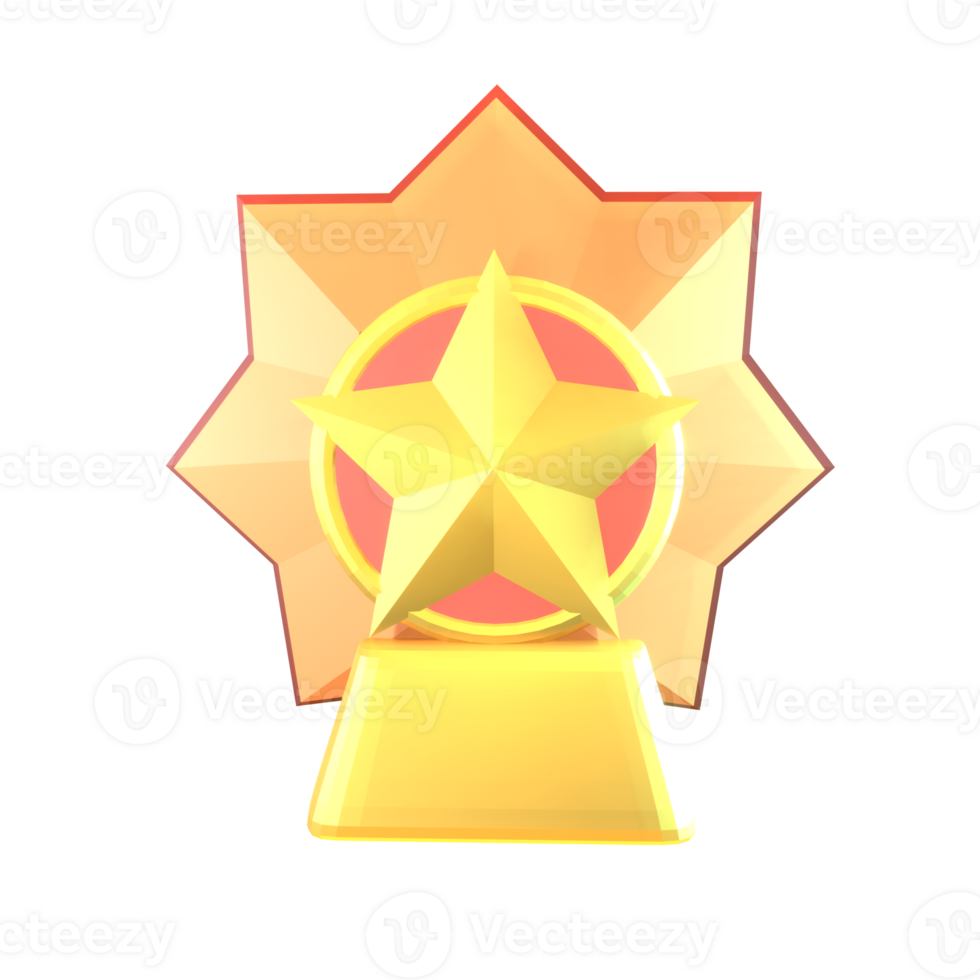 3D icon video games rendered isolated on the transparent background. star badge object for your design. png