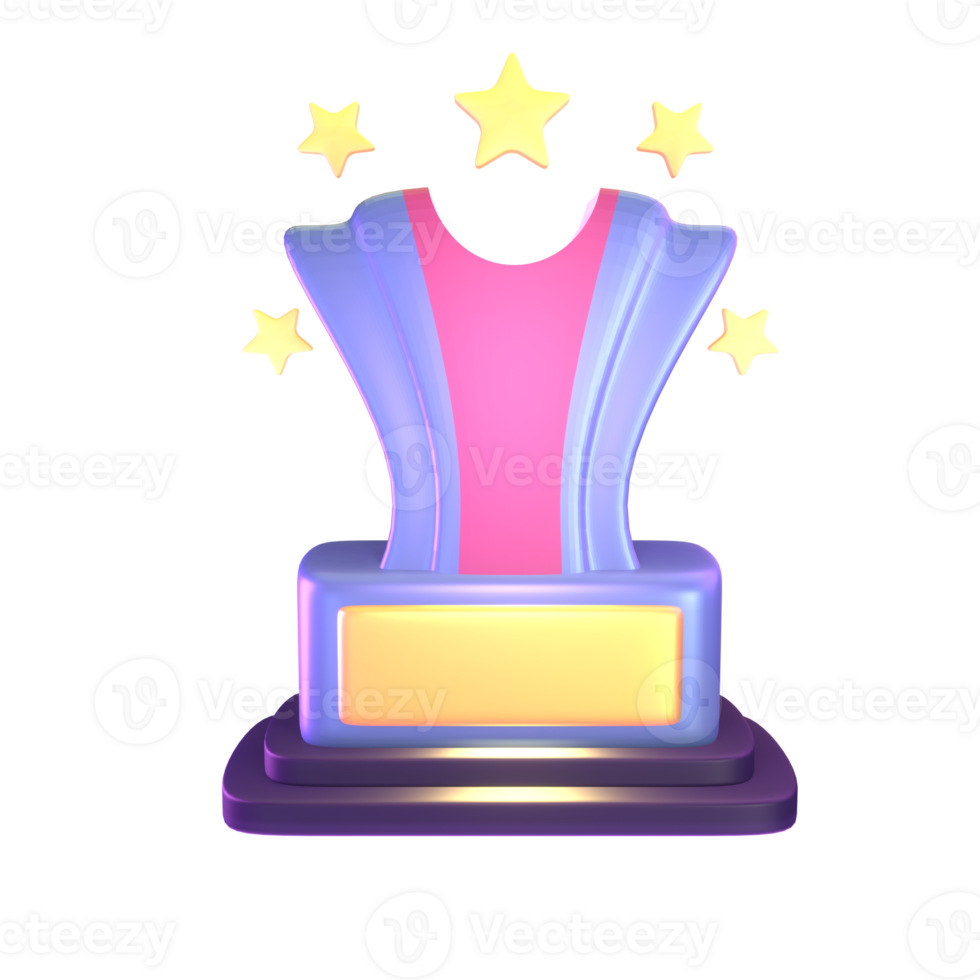 3D icon video games rendered isolated on the transparent background. victory trophy object for your design. png