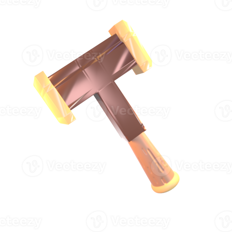 3D icon hammer rendered isolated on the transparent background png