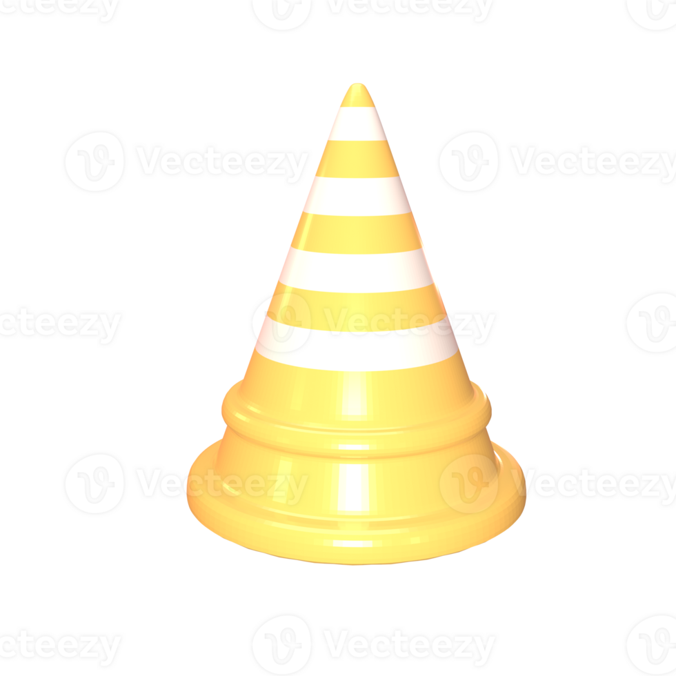 3D icon construction cone rendered isolated on the transparent background png