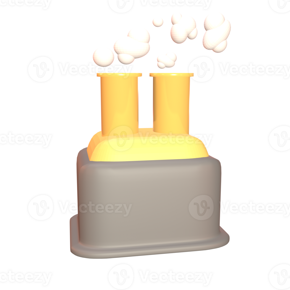 3D icon factory chimney rendered isolated on the transparent background png