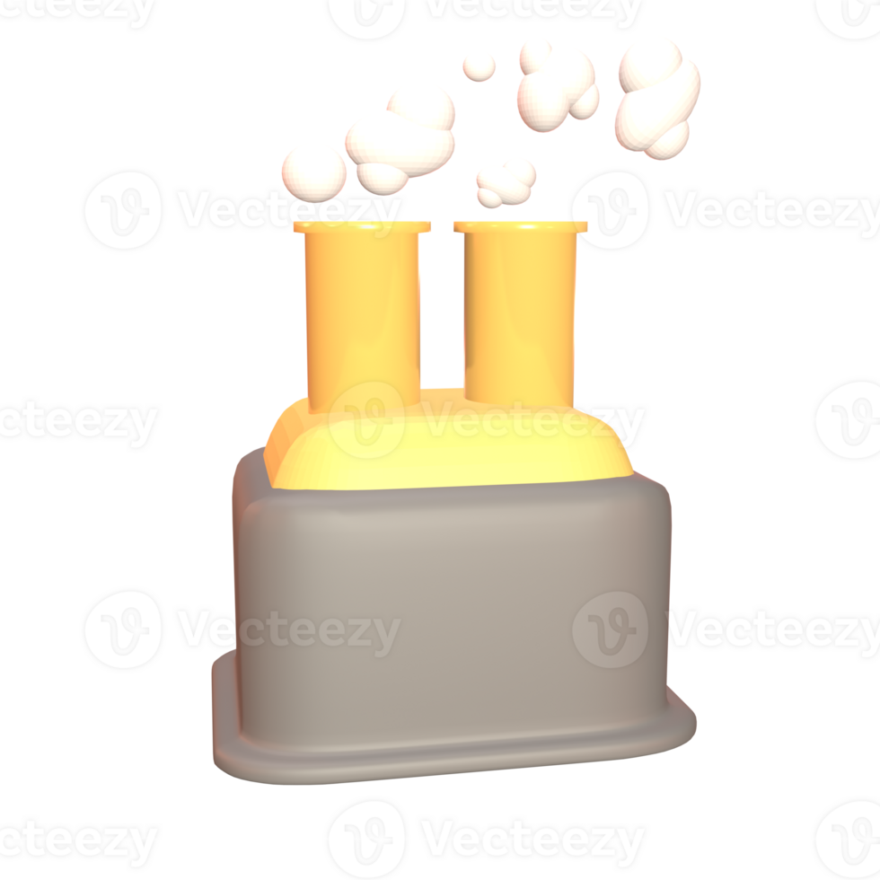3d icoon fabriek schoorsteen weergegeven geïsoleerd Aan de transparant achtergrond png