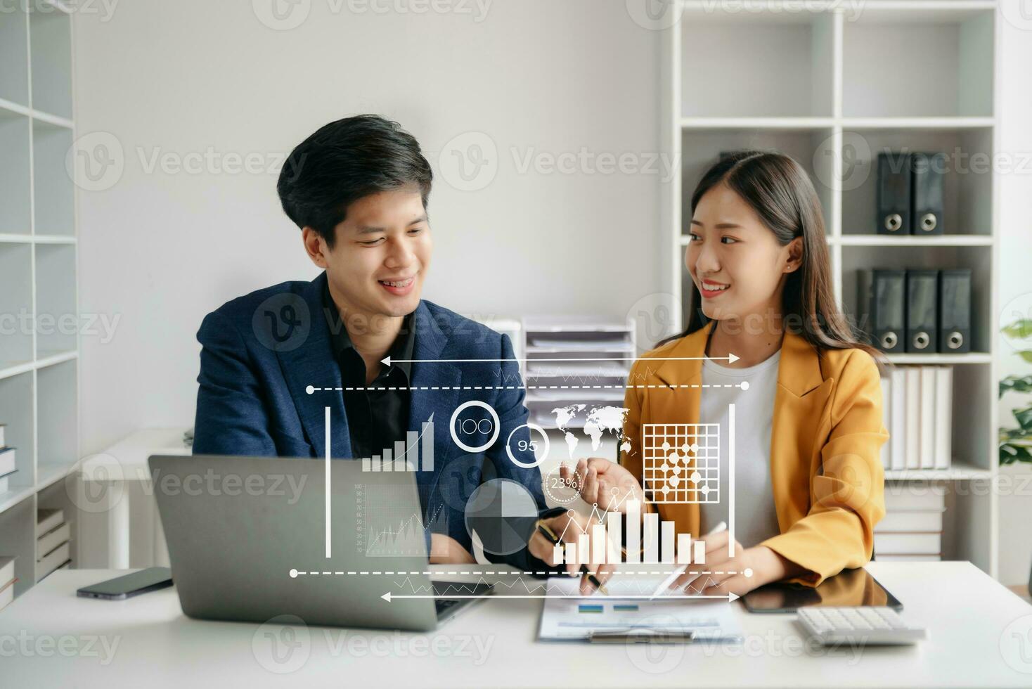 Project manager working and update tasks with milestones progress planning and Gantt chart scheduling diagram.business tram working photo