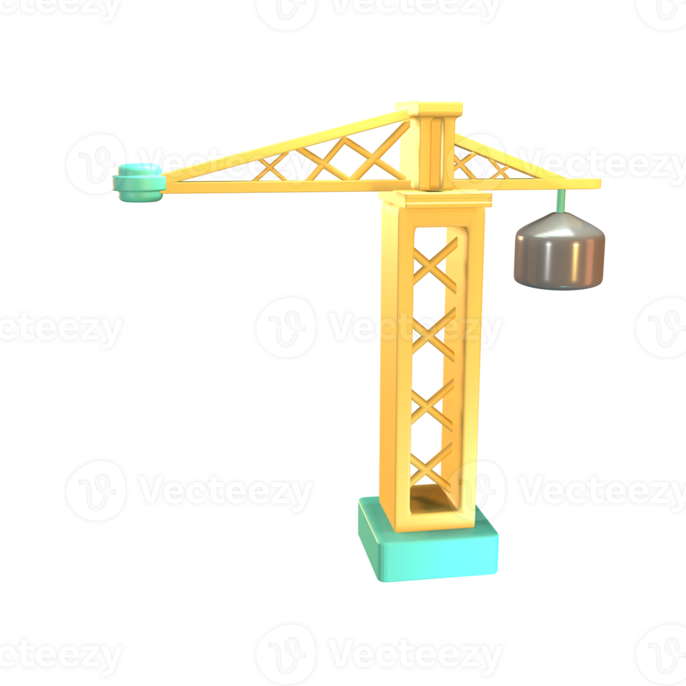 3D icon construction crane rendered isolated on the transparent background png