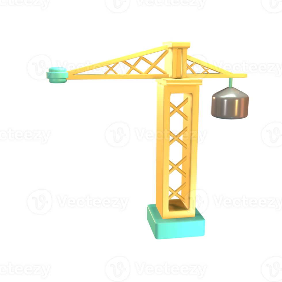 3d icono construcción grua prestados aislado en el transparente antecedentes png