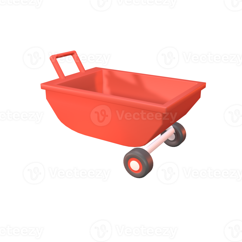 3D icon wheel barrow rendered isolated on the transparent background png