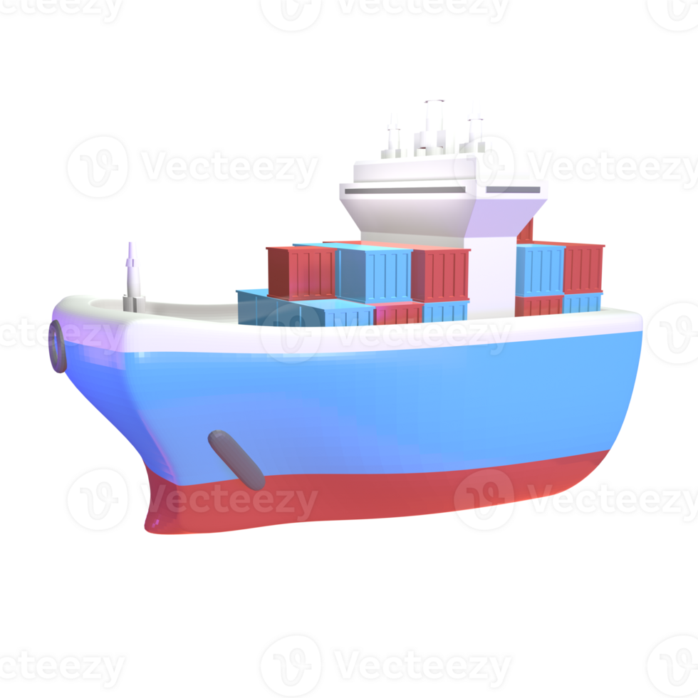 3D icon cargo ship rendered isolated on the transparent background png