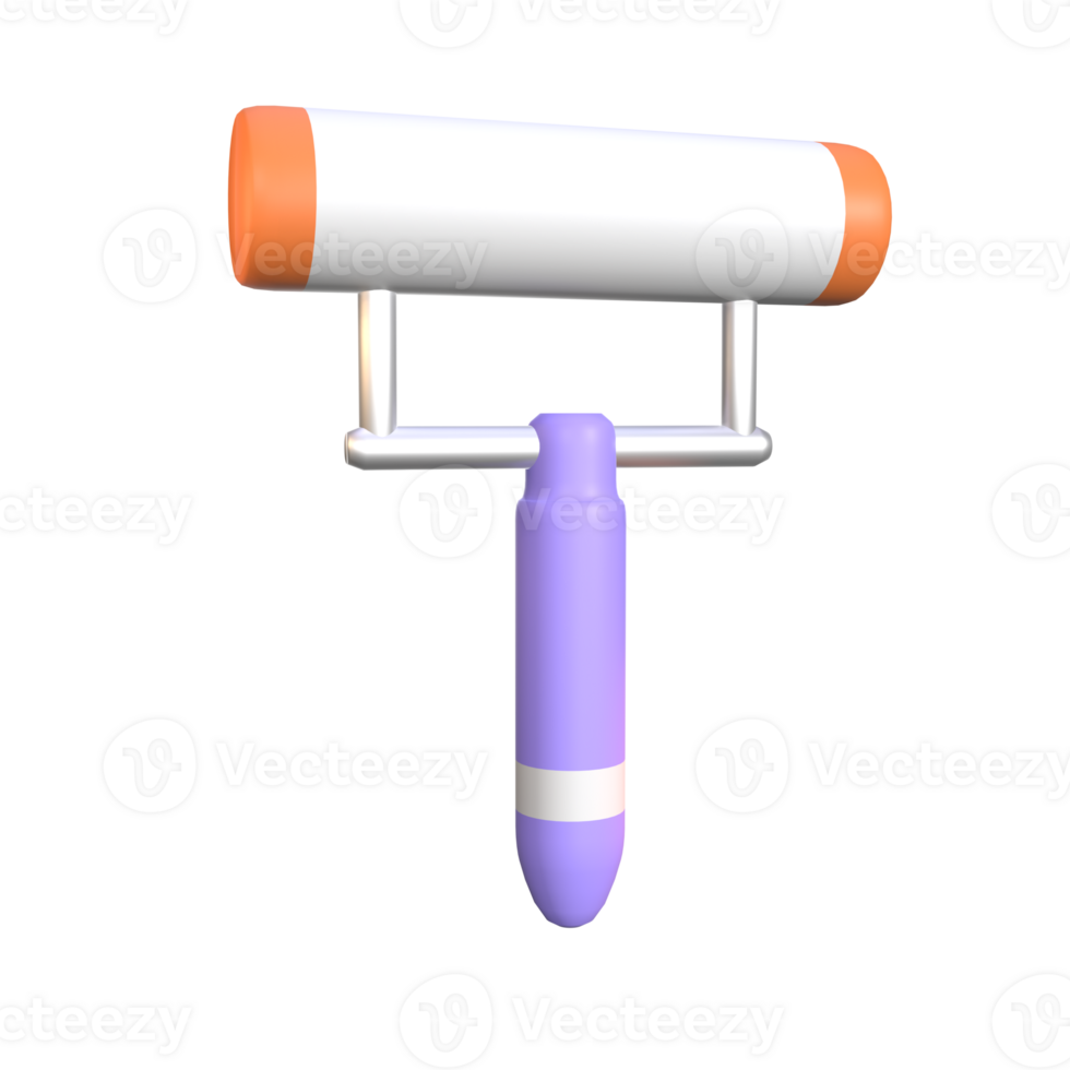 3D icon roller brush rendered isolated on the transparent background png
