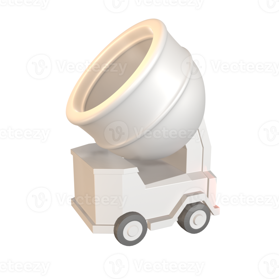 3D icon concrete mixer rendered isolated on the transparent background png