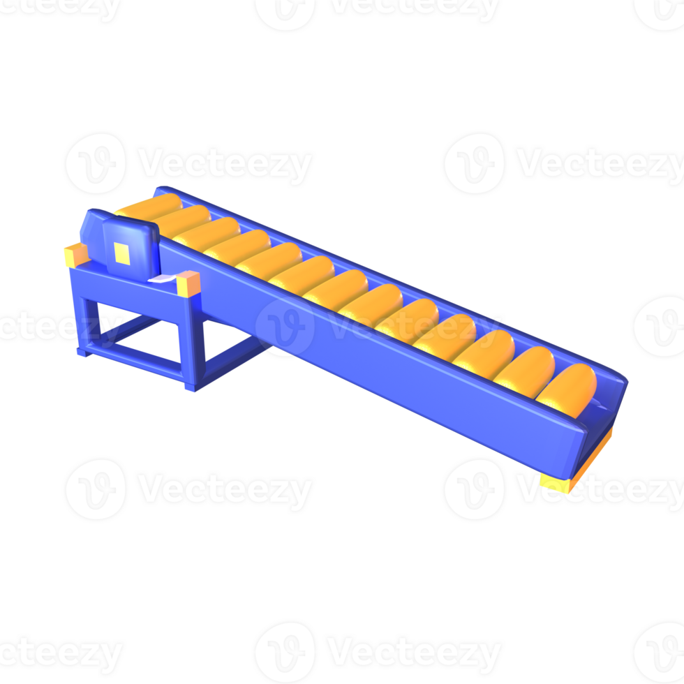 3d ícone fábrica transportador cinto rendido isolado em a transparente fundo png
