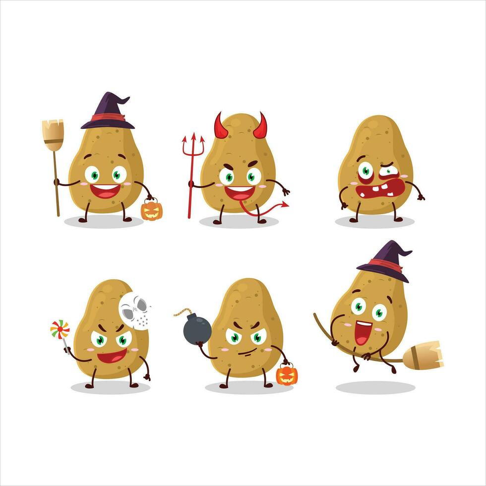 Halloween expression emoticons with cartoon character of potato vector