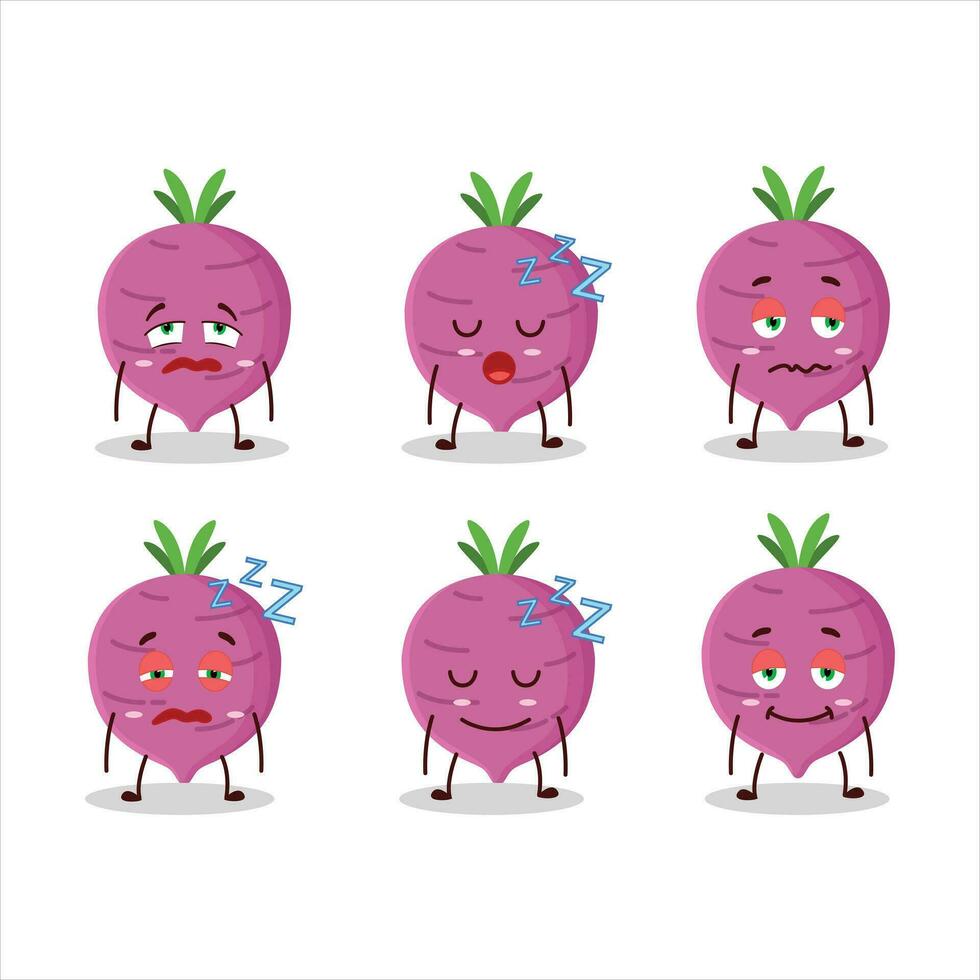 Cartoon character of garlic with sleepy expression vector