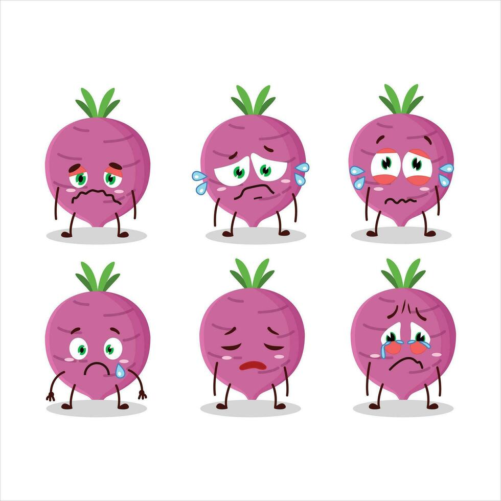 Garlic cartoon in character with sad expression vector