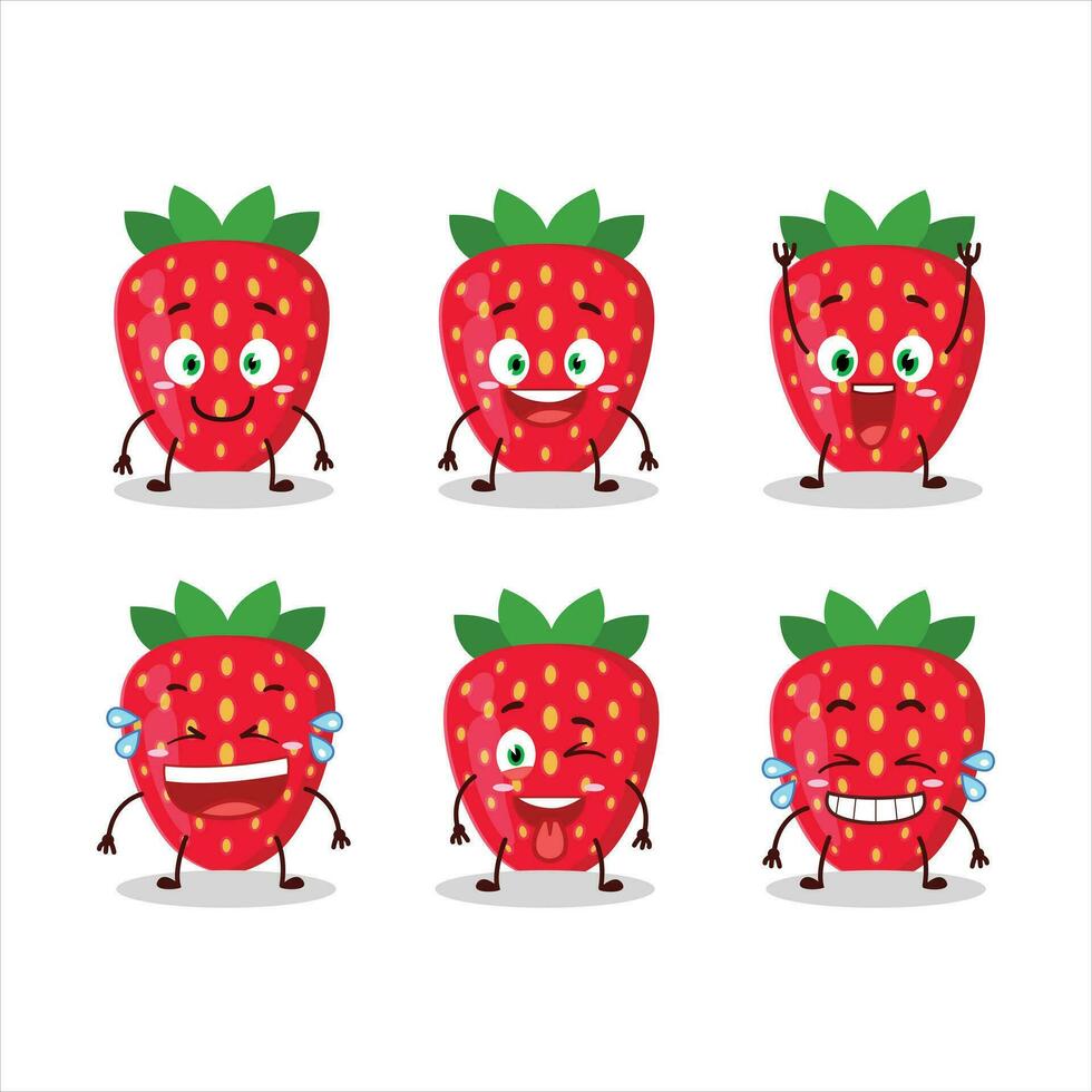 Cartoon character of strawberry with smile expression vector