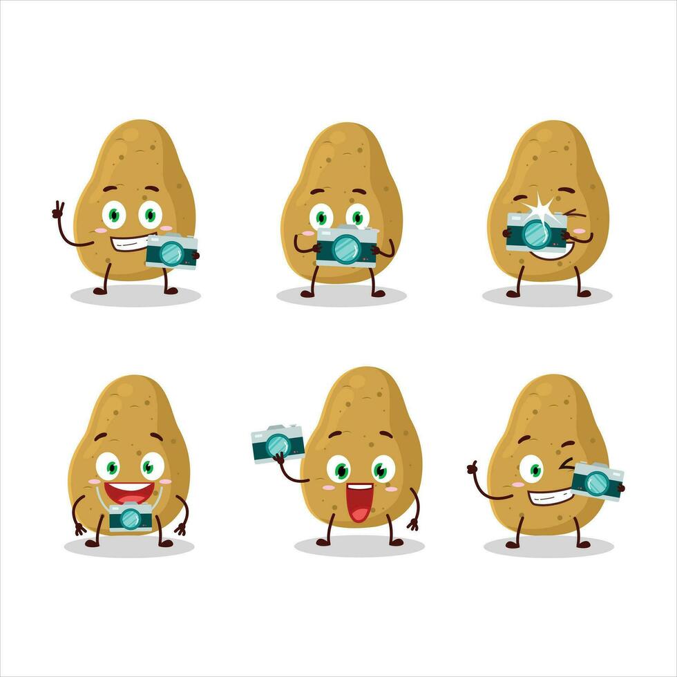 fotógrafo profesión emoticon con patata dibujos animados personaje vector