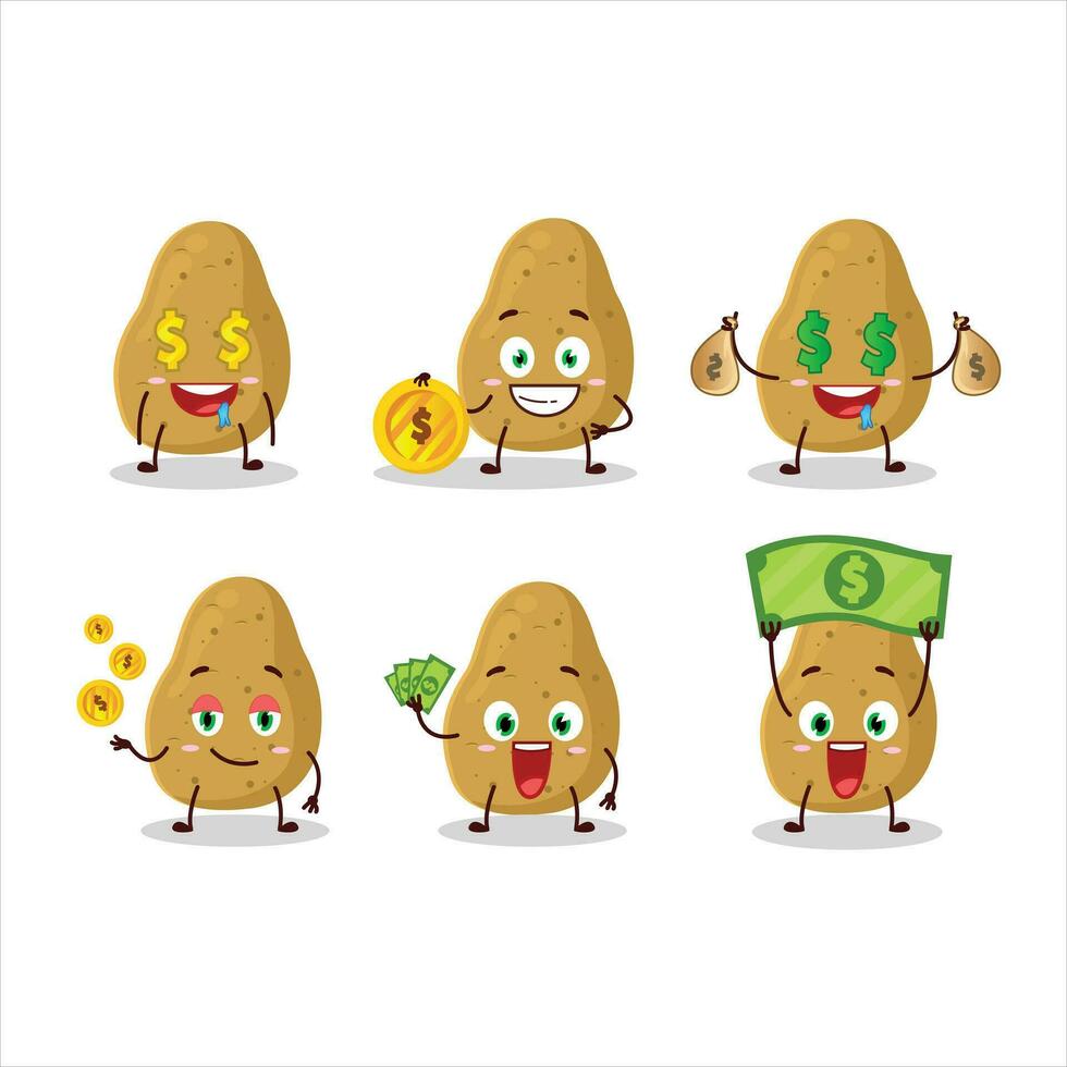 Potato cartoon character with cute emoticon bring money vector