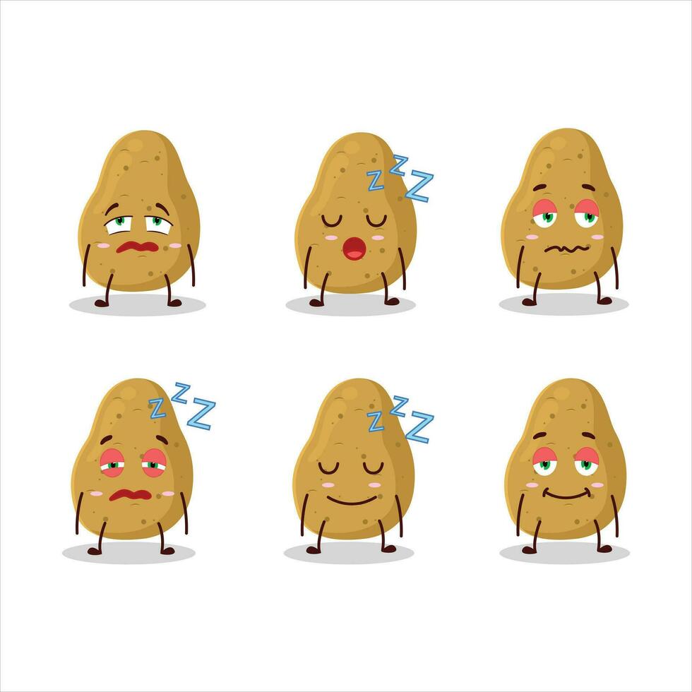 Cartoon character of potato with sleepy expression vector