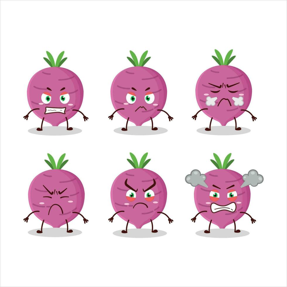 Garlic cartoon character with various angry expressions vector