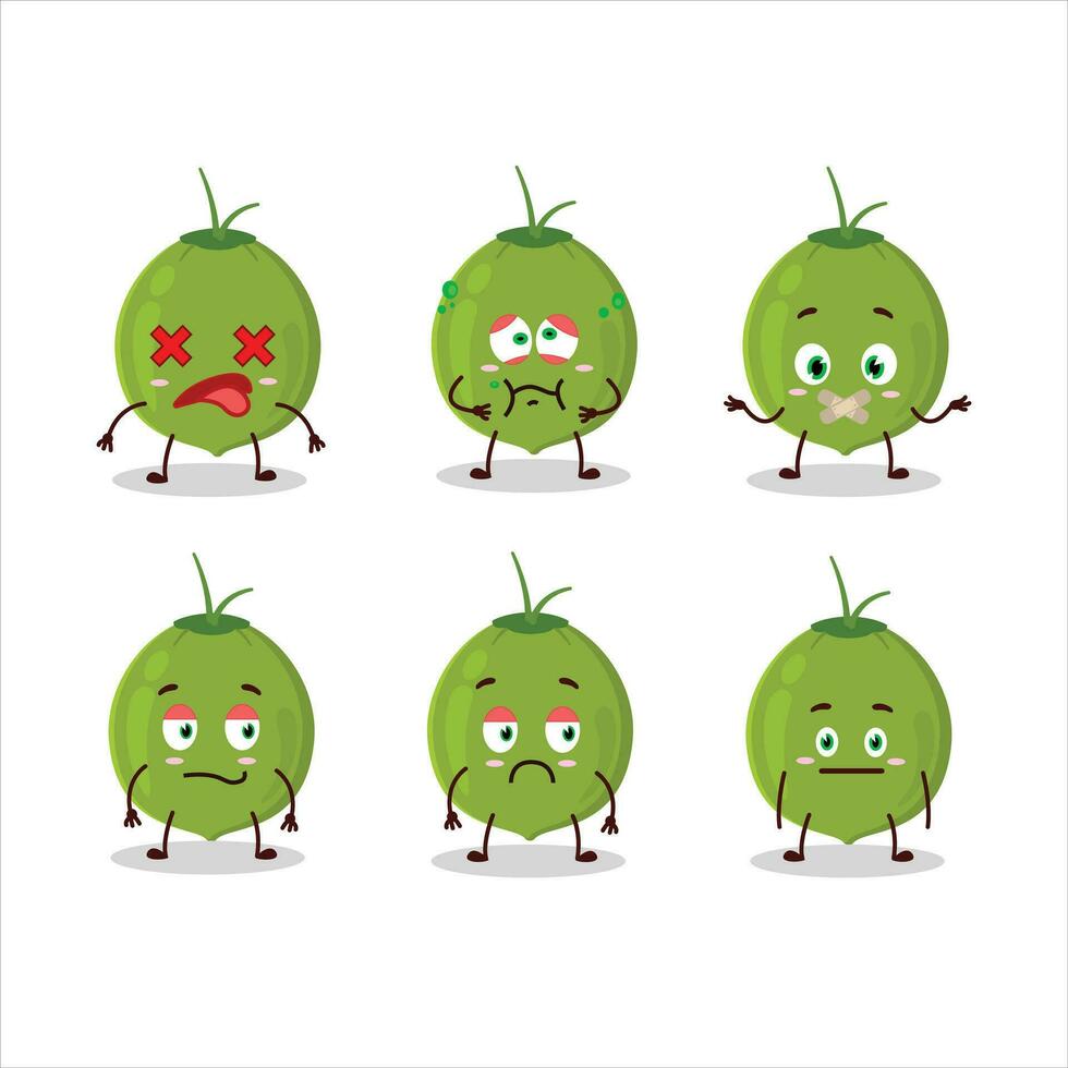 verde Coco dibujos animados personaje con no expresión vector