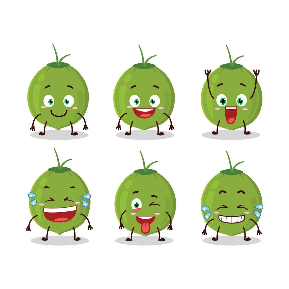 Cartoon character of green coconut with smile expression vector