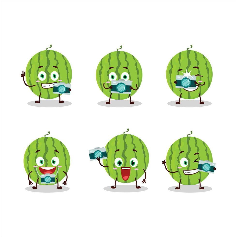 fotógrafo profesión emoticon con verde sandía dibujos animados personaje vector