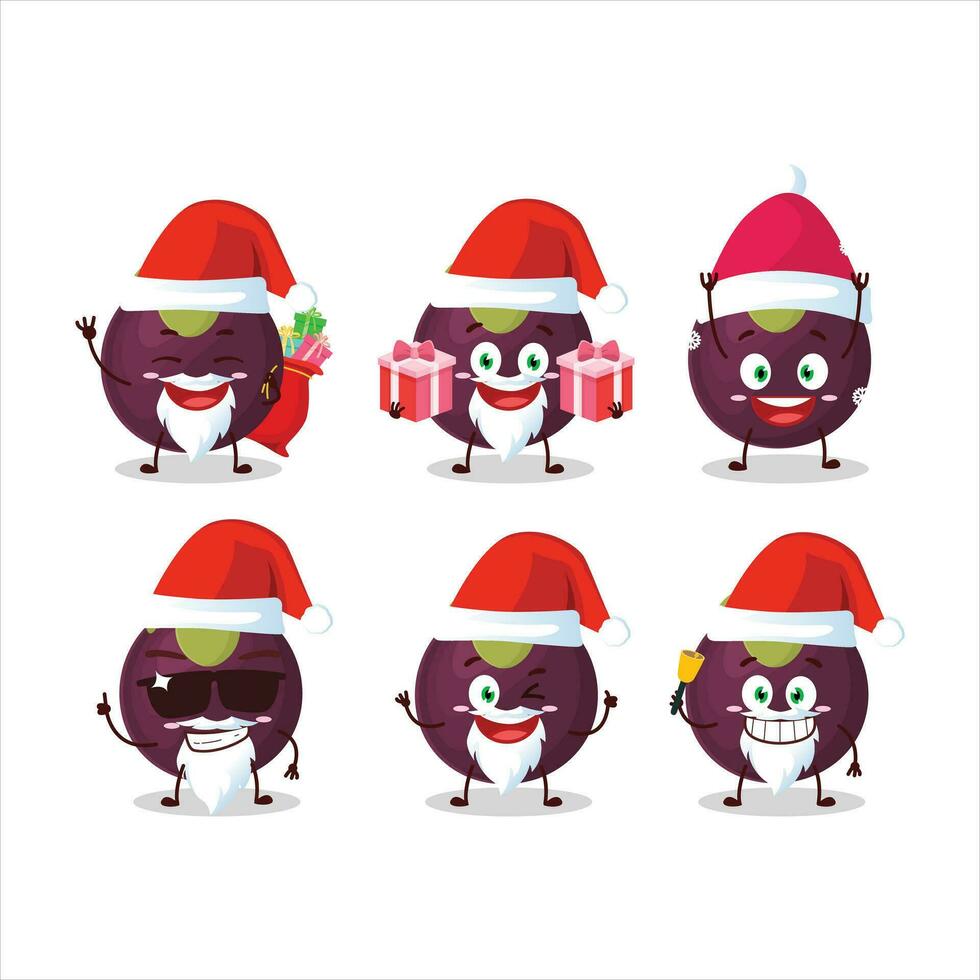 Santa Claus emoticons with mangosteen cartoon character vector