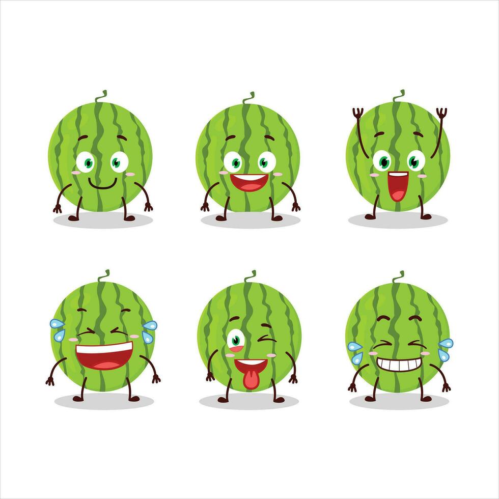 dibujos animados personaje de verde sandía con sonrisa expresión vector