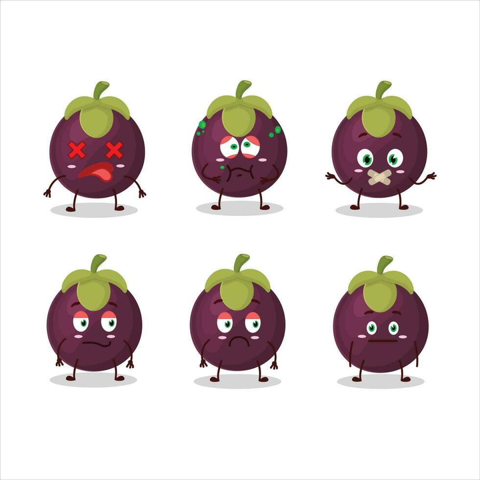 Mangosteen cartoon in character with nope expression vector