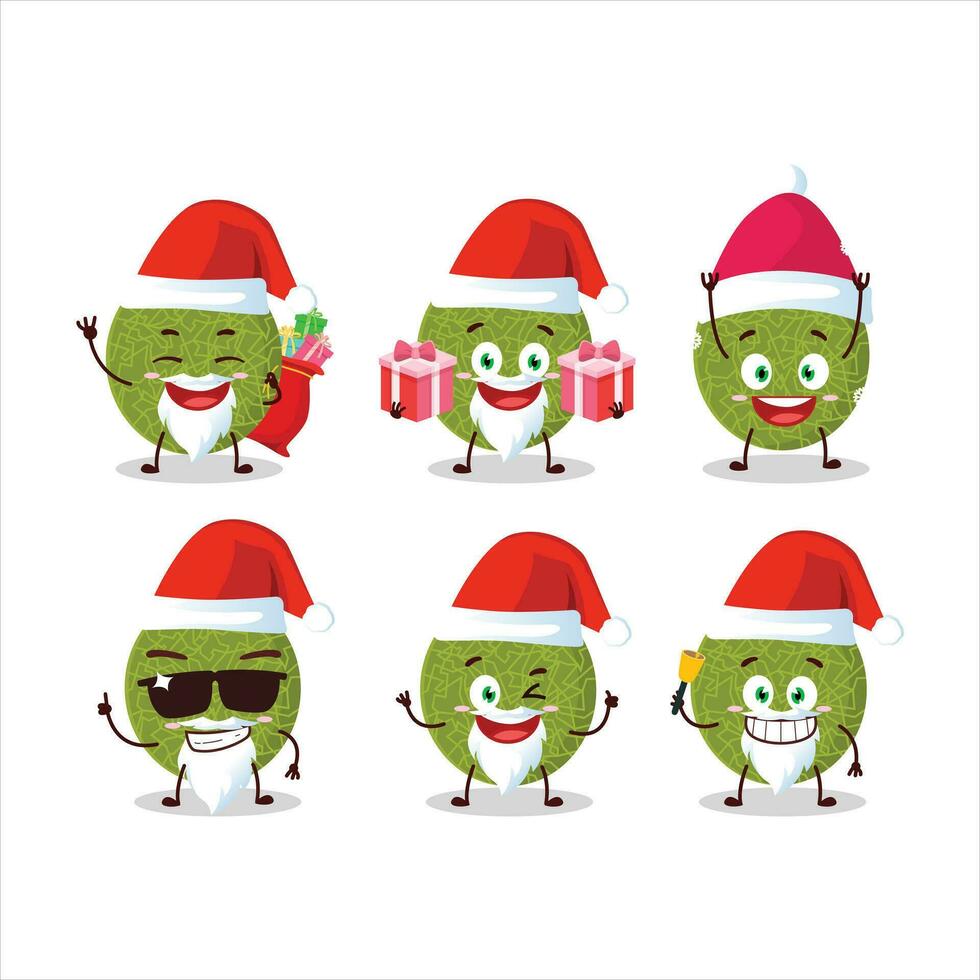 Papa Noel claus emoticones con melón dibujos animados personaje vector