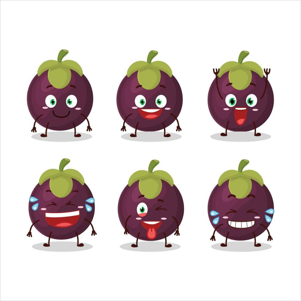 Cartoon character of mangosteen with smile expression vector