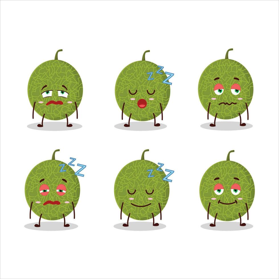 Cartoon character of melon with sleepy expression vector