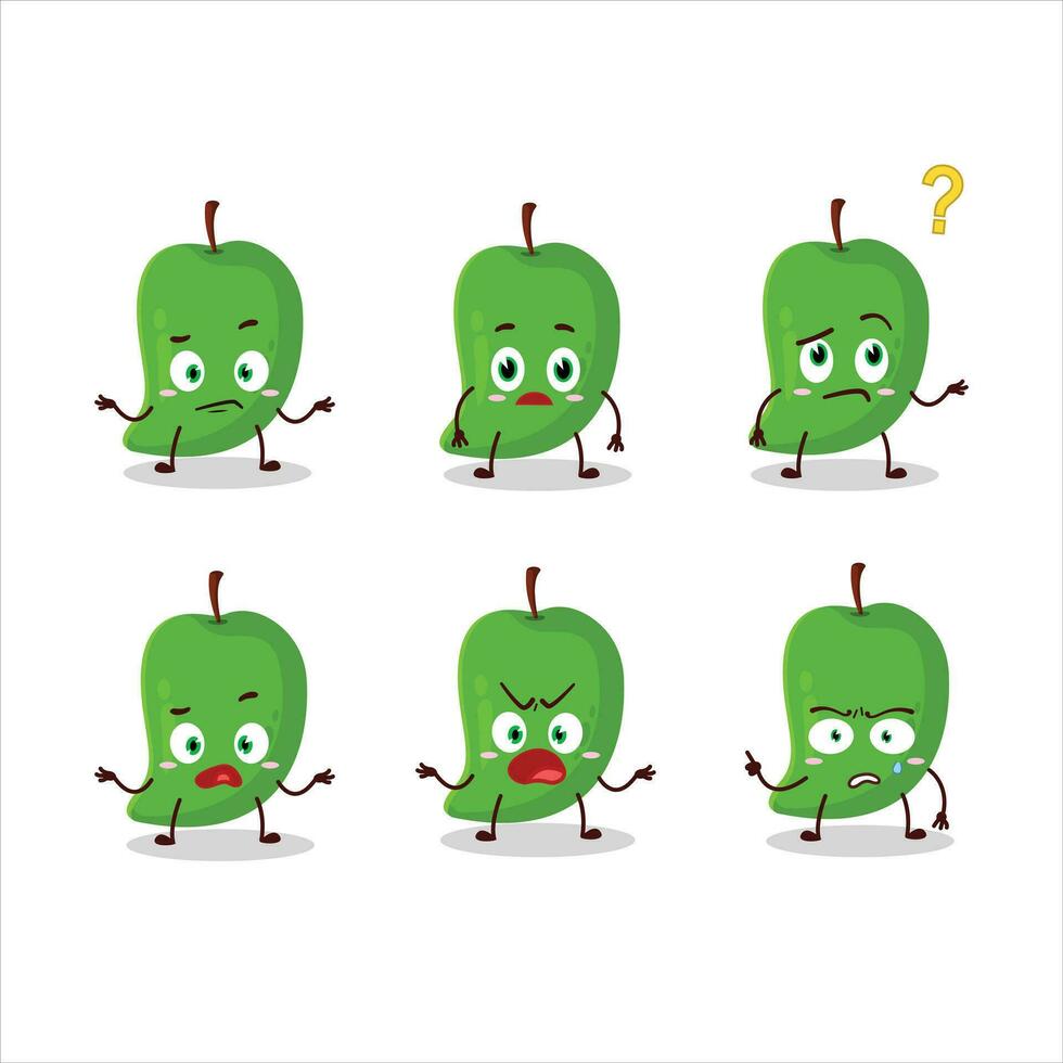 dibujos animados personaje de verde mango con qué expresión vector