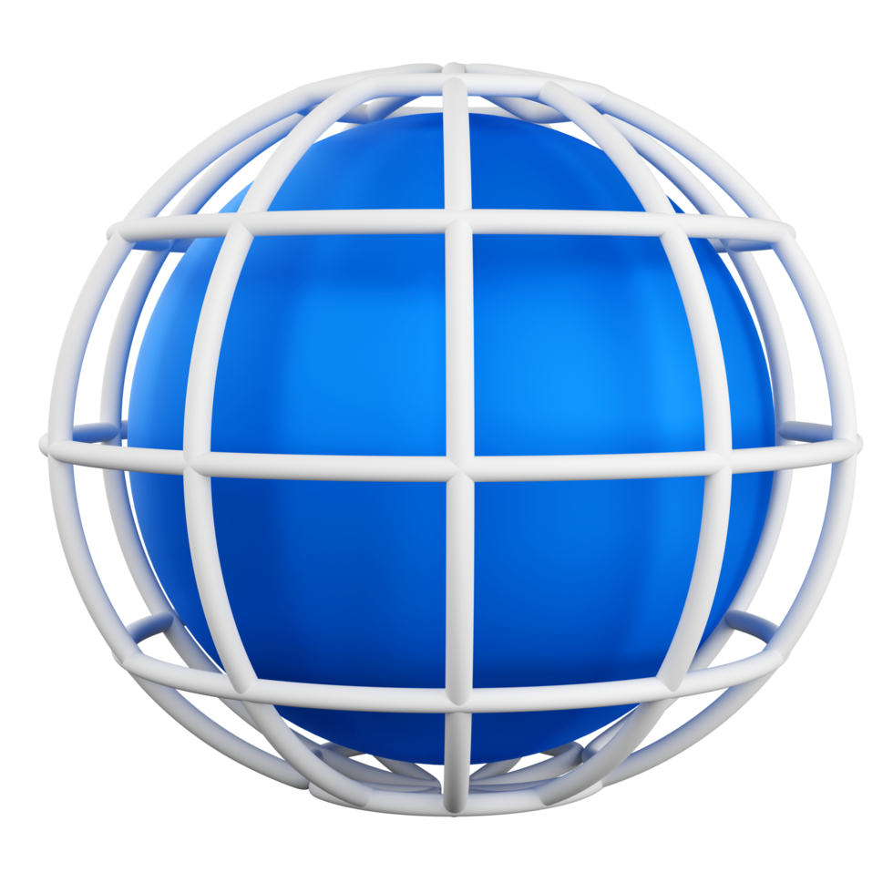 3D render of globe with lattitude and longitude png