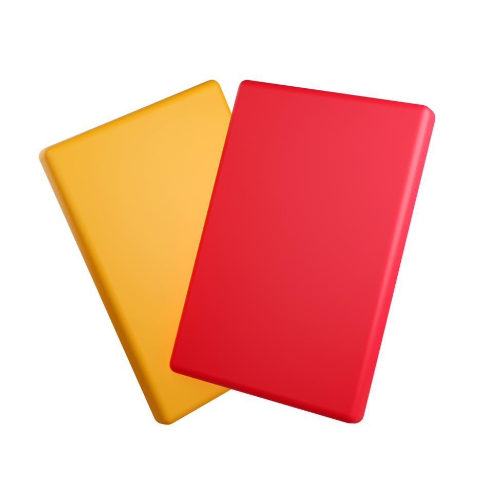 3d icono rojo y amarillo tarjeta para multa en deporte png