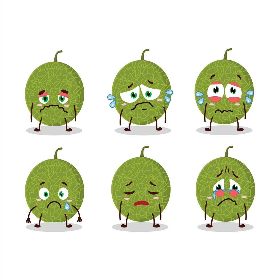 Melon cartoon in character with sad expression vector