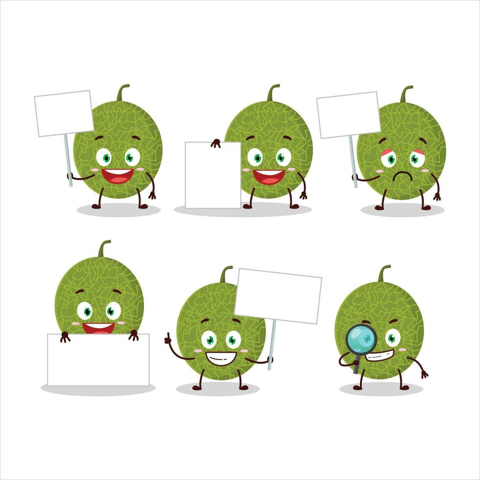 Melon cartoon in character bring information board vector